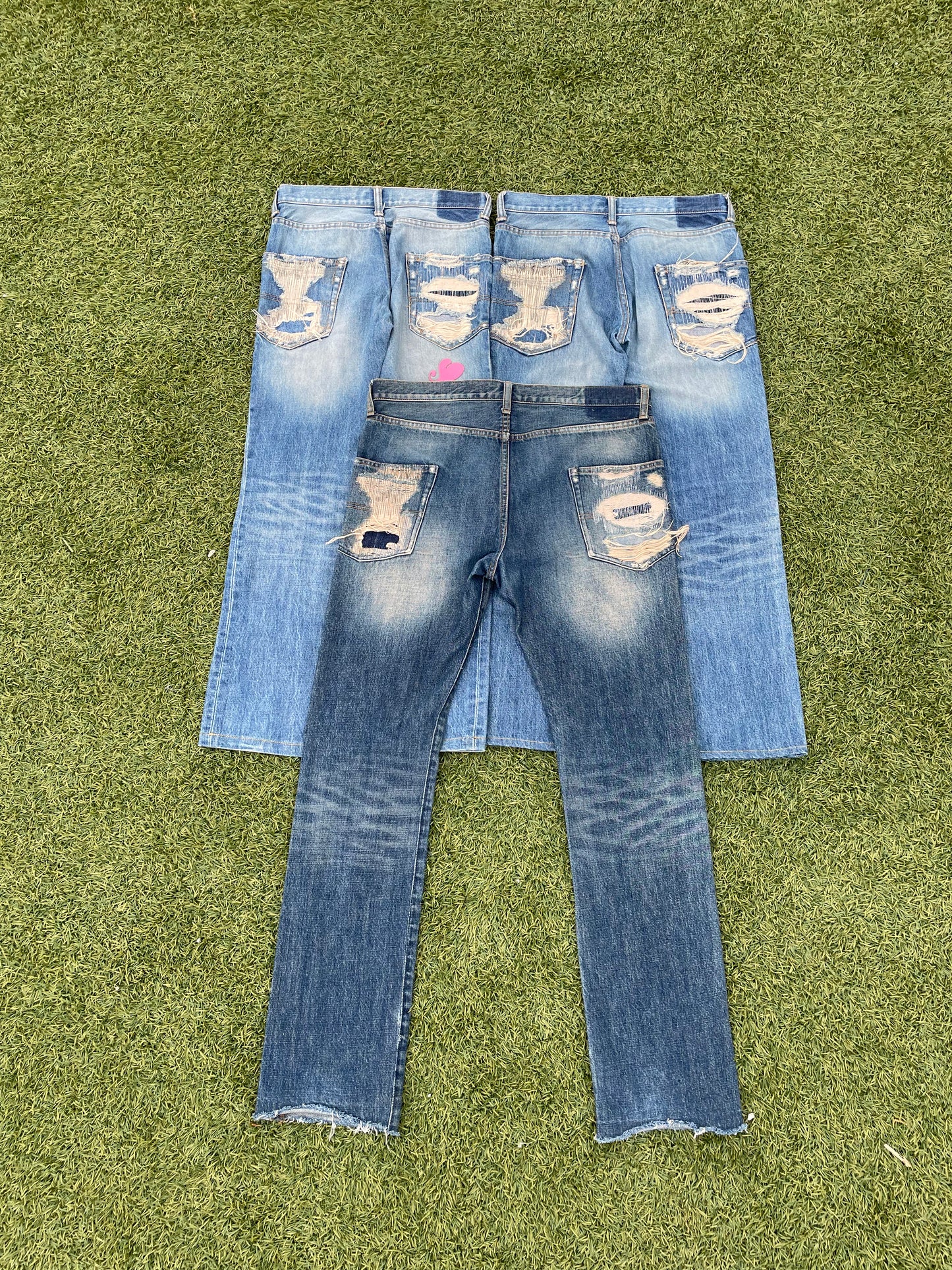 AW05 “Arts & Crafts” - Undercover Skull Distressed Indigo Denim