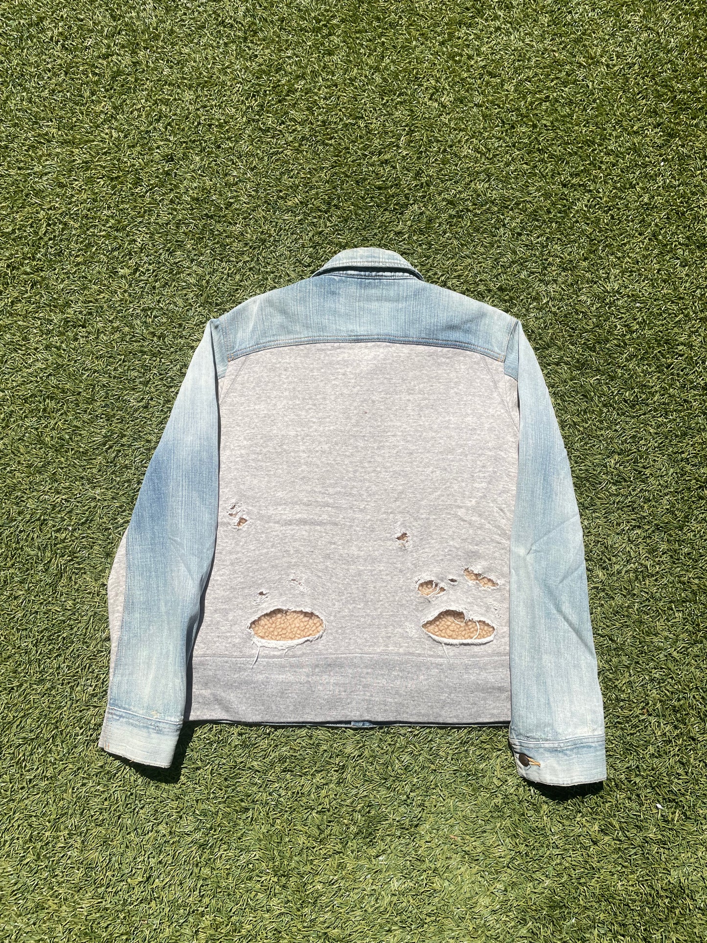 Miharayashurio Distressed Hybrid Sherpa Denim Jacket