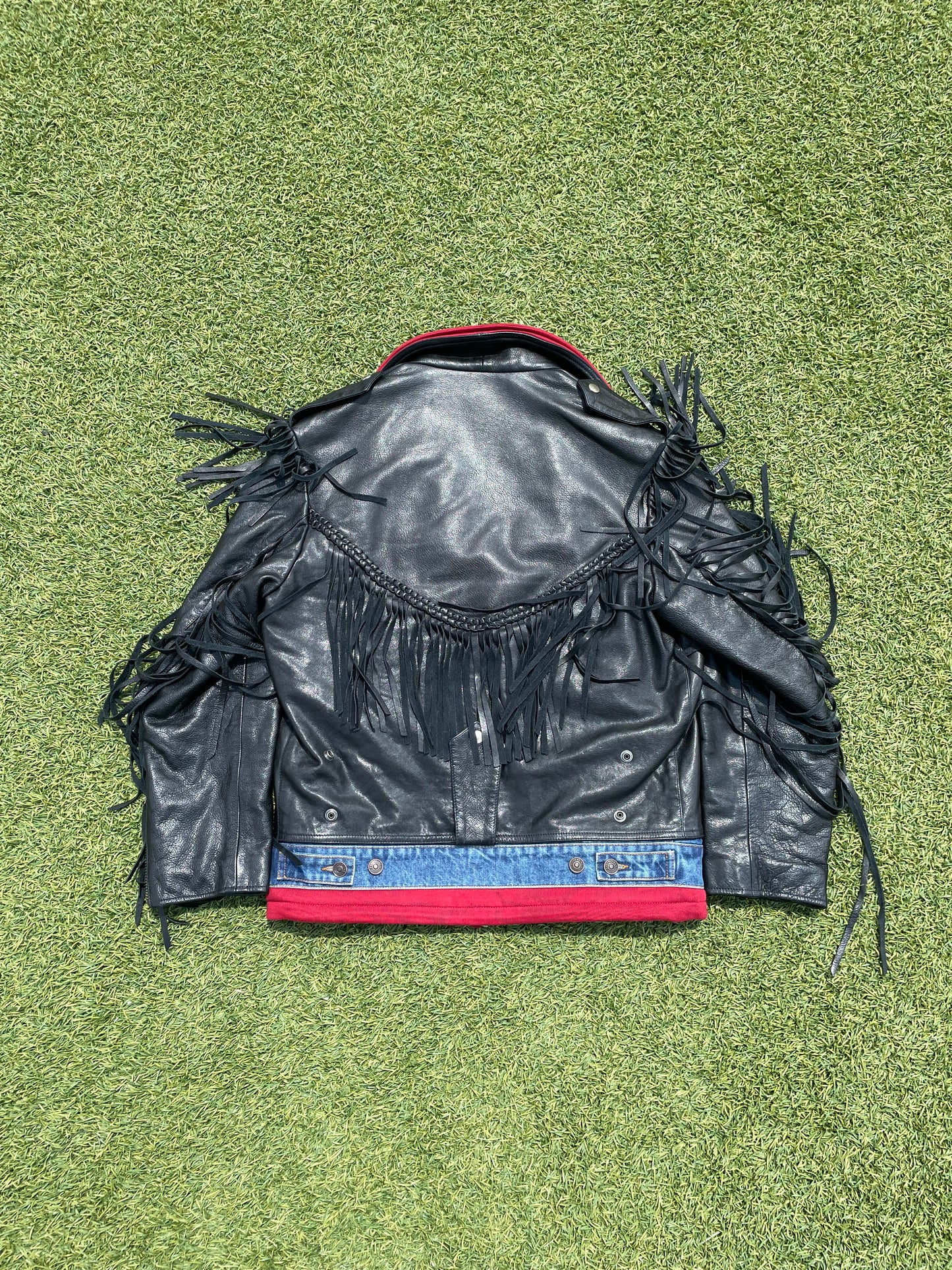 AW18 Balenciaga Triple Layer Hybrid Fringe Leather Biker Jacket