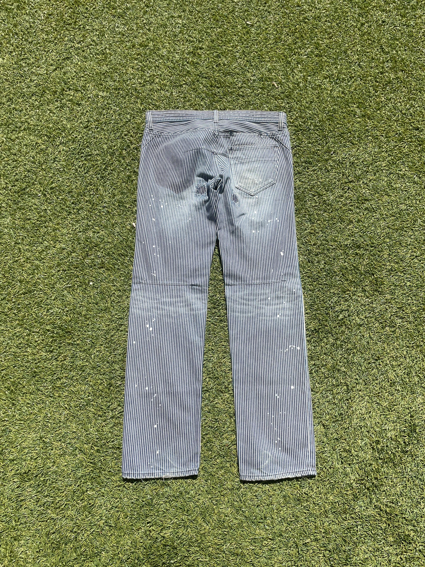 Number (N)ine Hickory Stripe Paint Splatter Denim