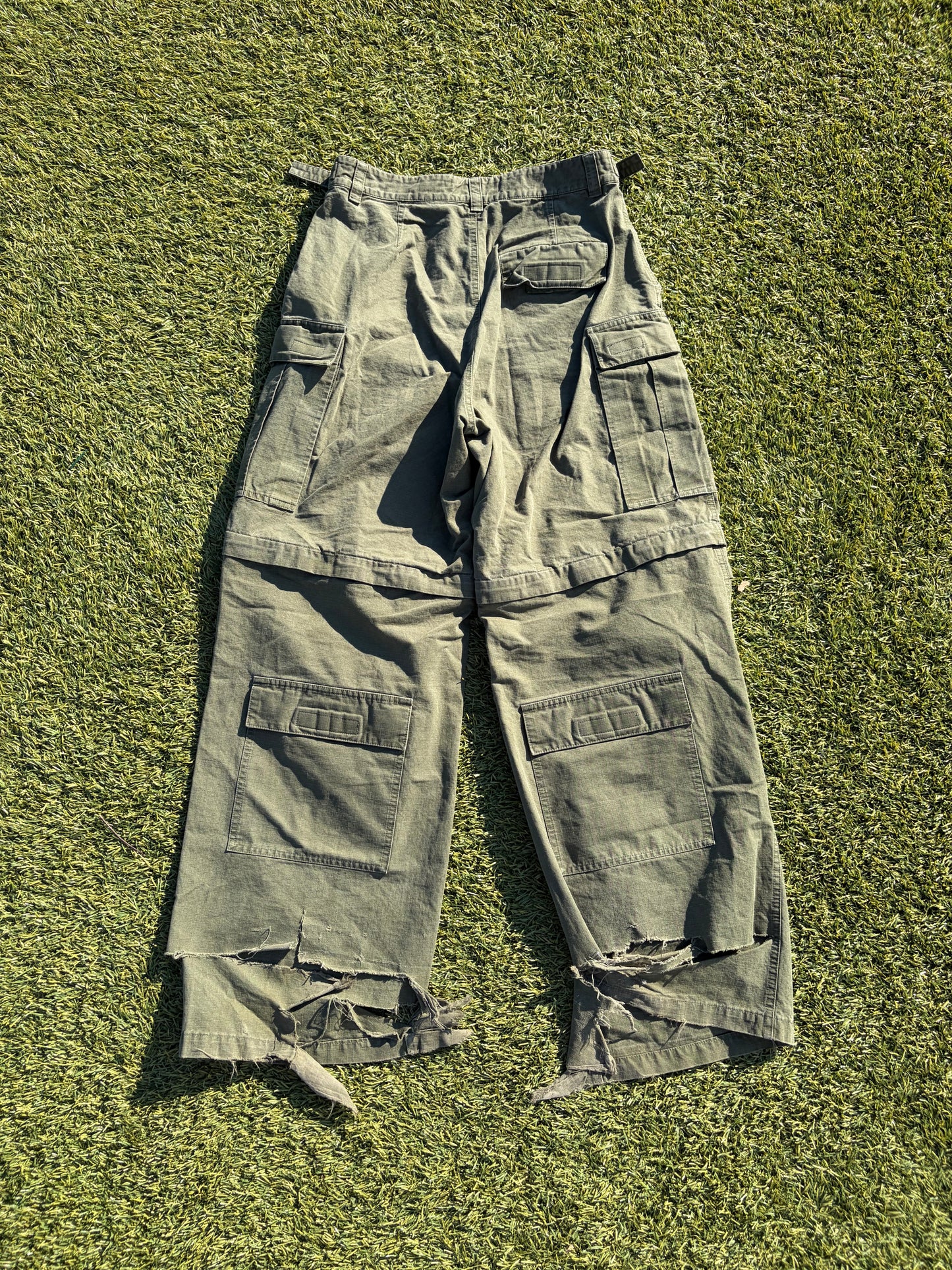 AW20 Balenciaga Convertible Multi Pocket Cargo Olive Pant