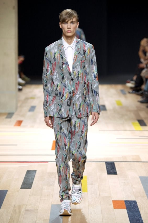 SS15 Dior By Kris Van Assche Multi-Color Scribble Lightwash Denim