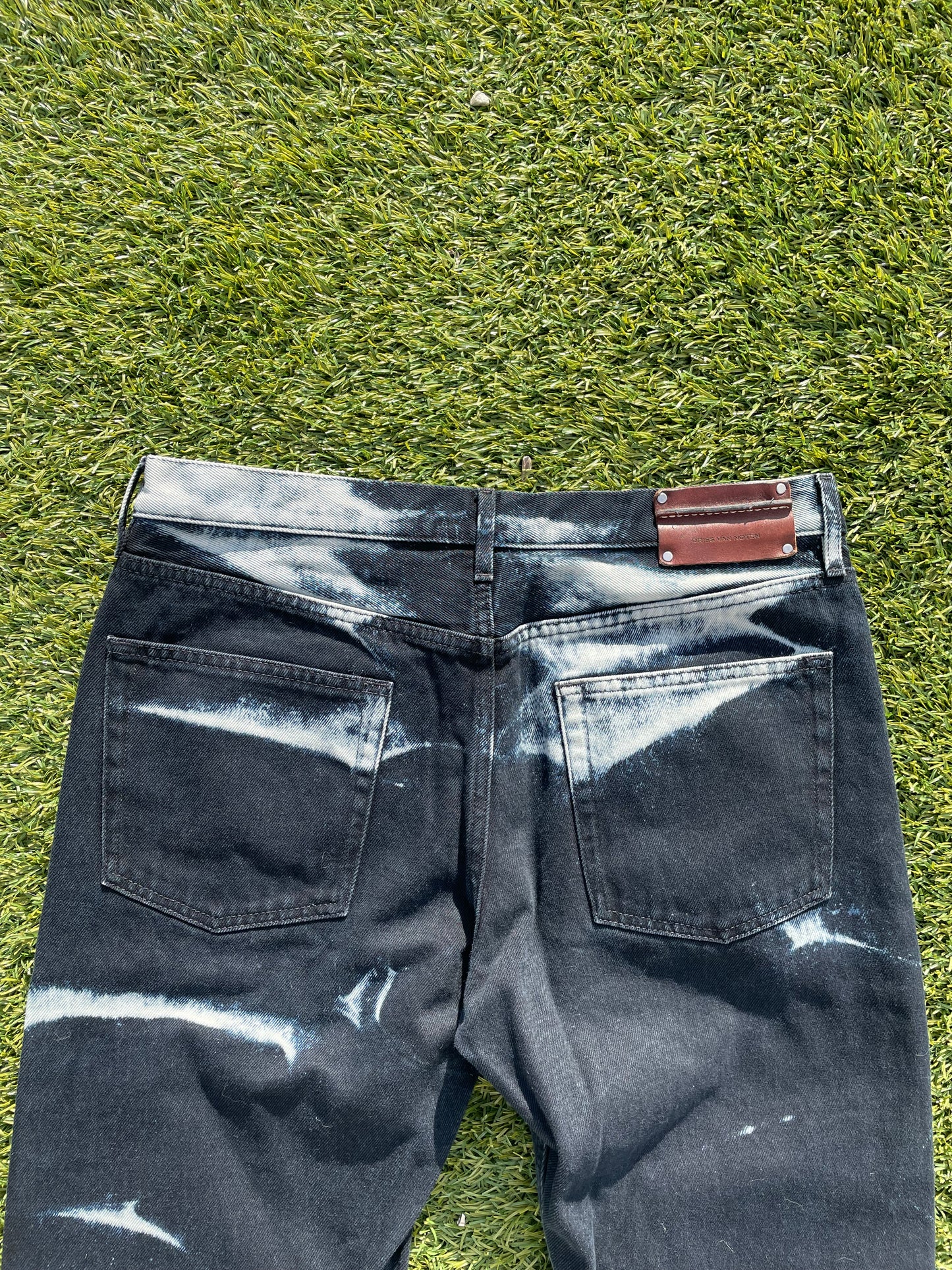 AW22 Dries Van Noten Bleached Ripple Black Denim