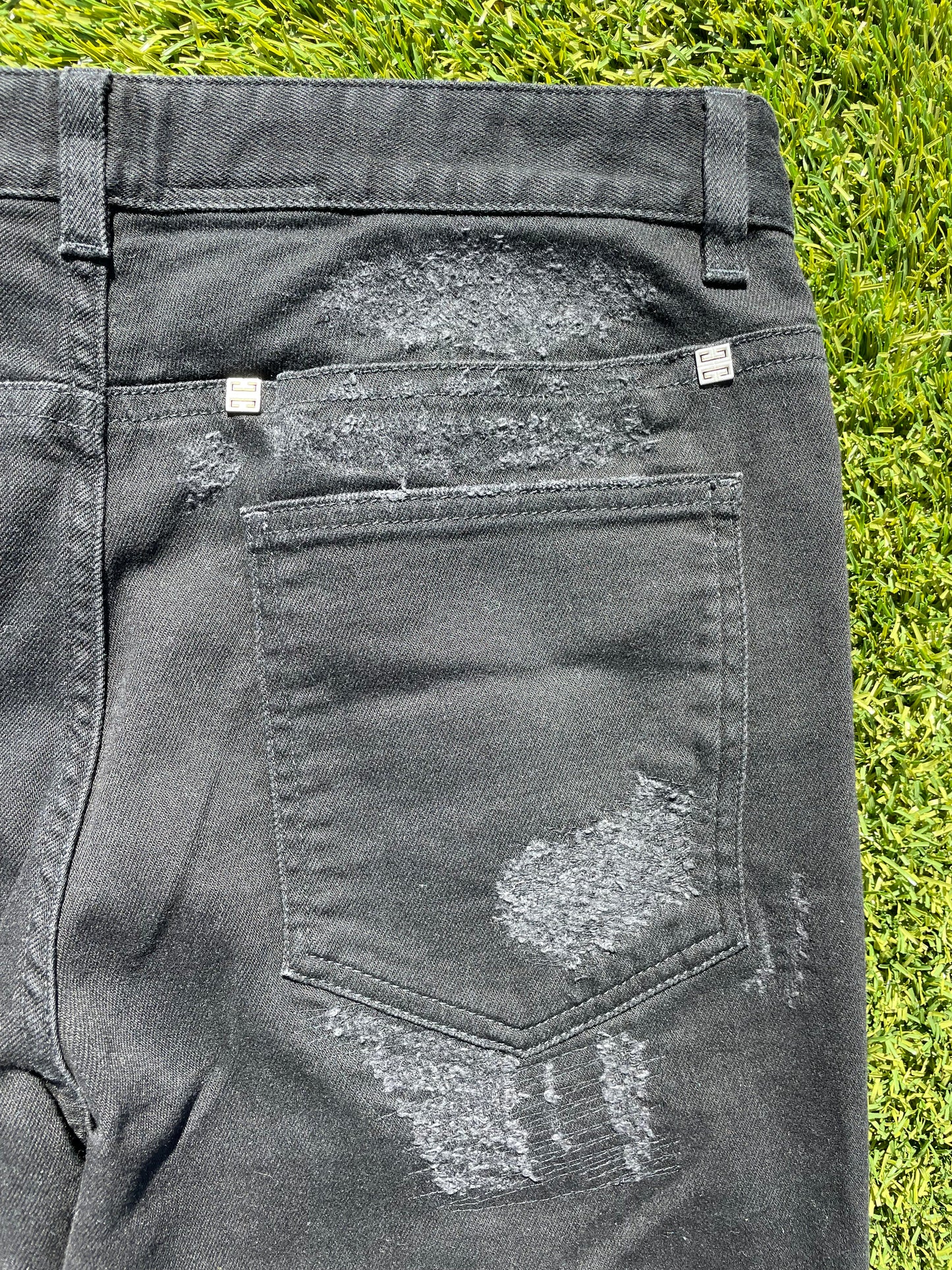 Givenchy By Matthew Williams Black Distressed Denim