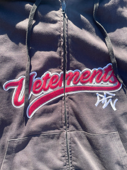 AW18 Vetements Baseball Embroidered Zip Up Hoodie