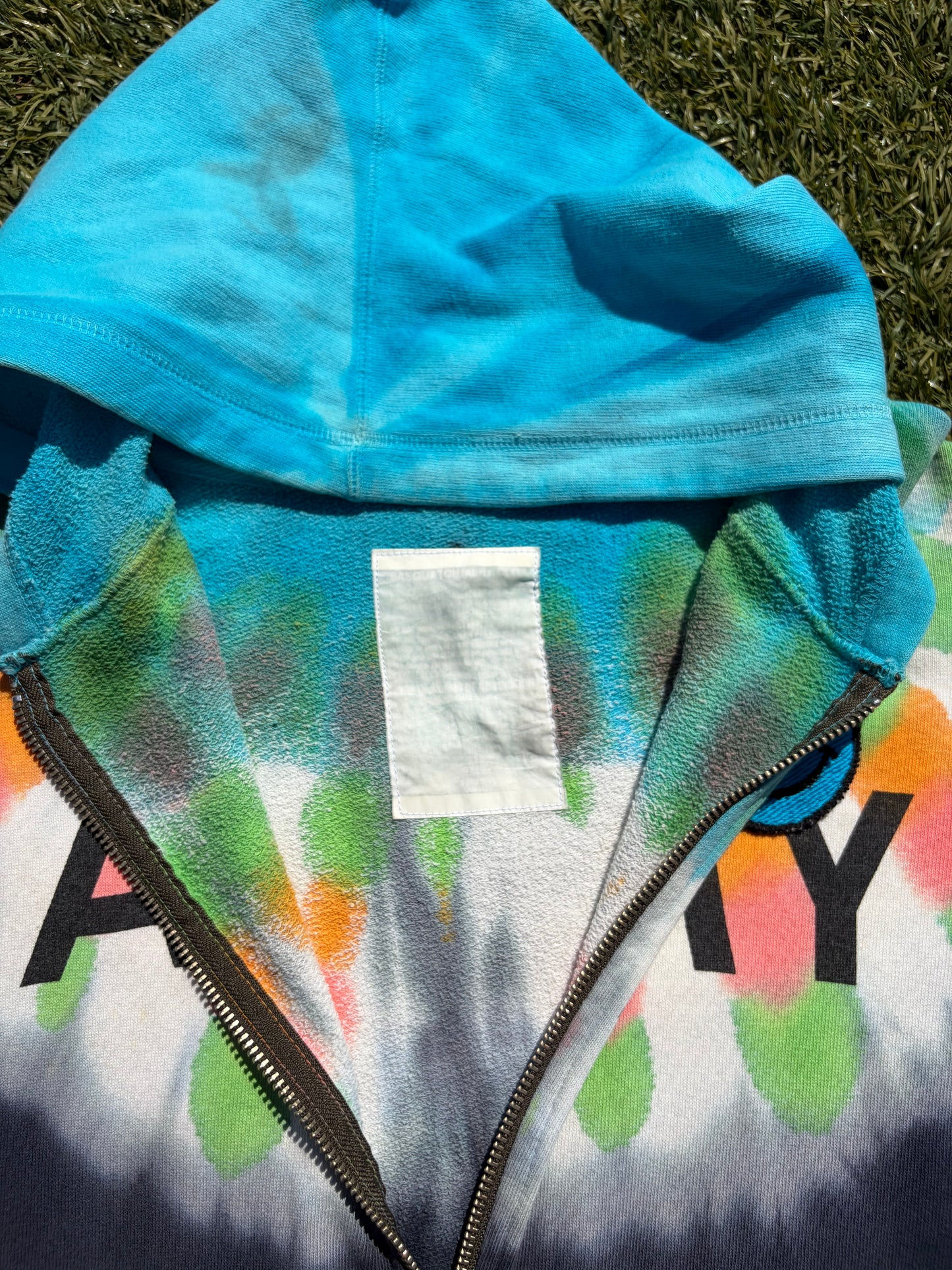 AW05 Sasquatchfabrix Tye Dye Army Zip Up Hoodie