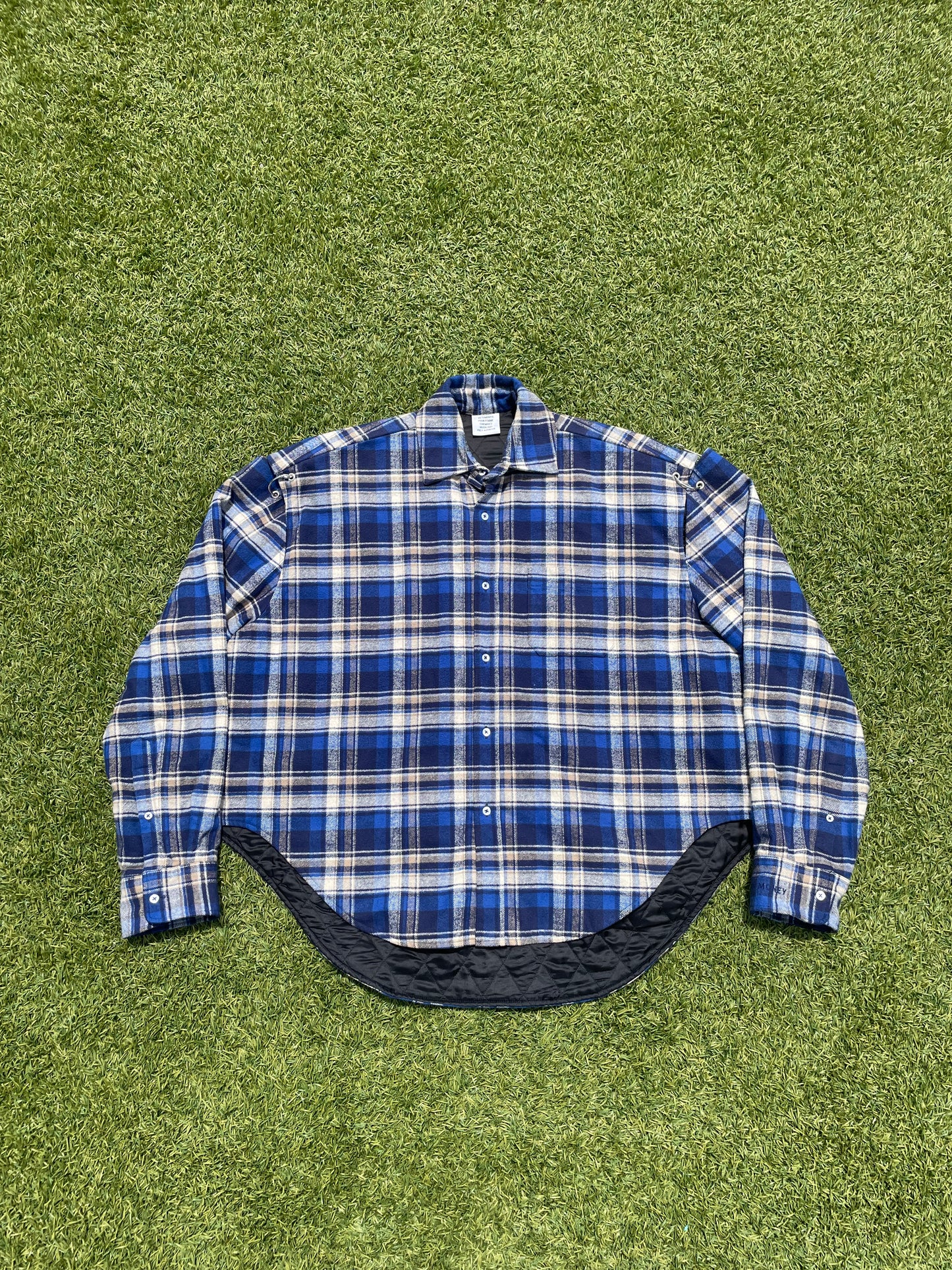 AW17 Vetements Football Shoulder Blue Checkered “Time Is Money” Flannel