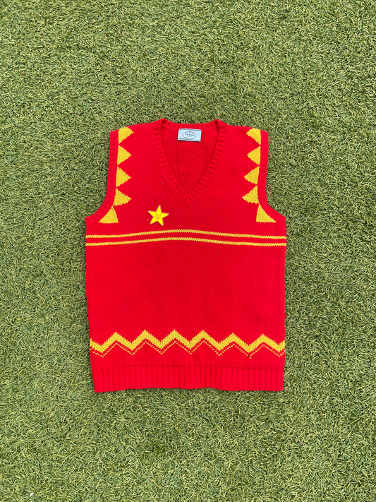 SS16 Prada Red Knit Sweater Vest