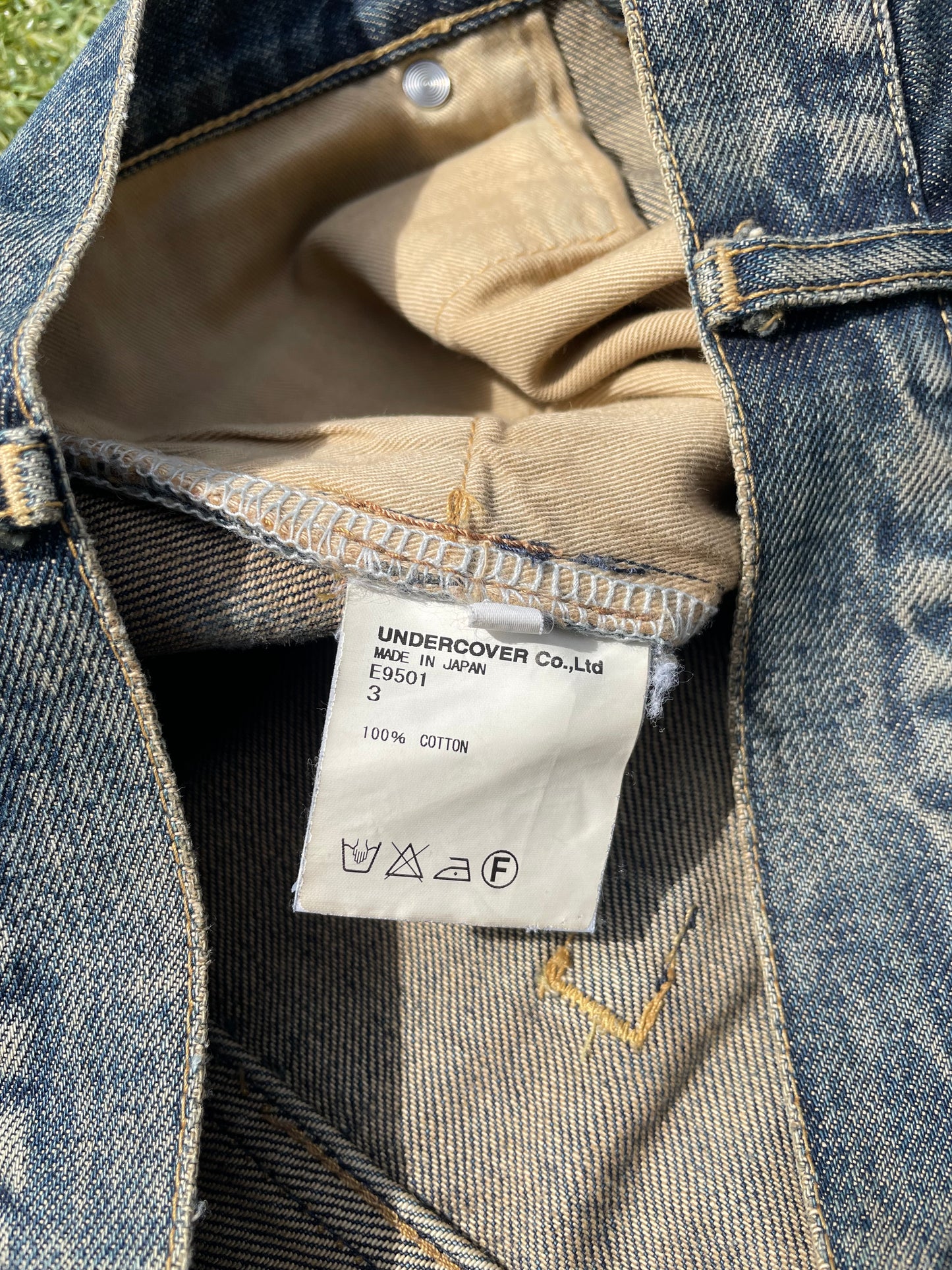 SS10 Undercover ‘68’ Silver Yarn Distressed Denim