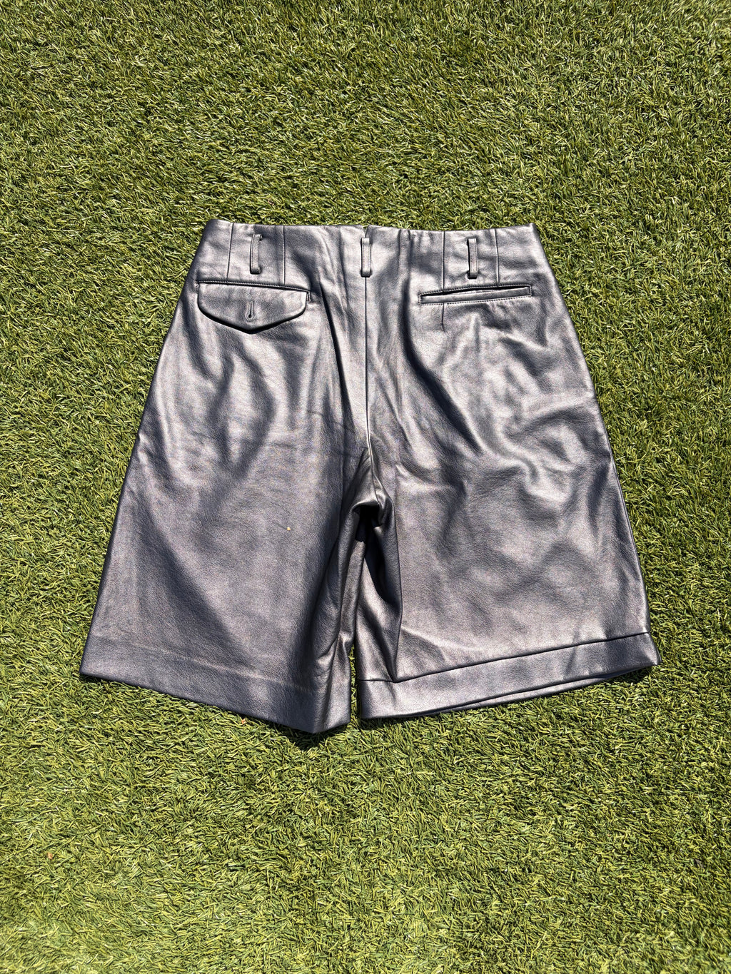 AD2020 Comme Des Garçons Leather Pleated Shorts