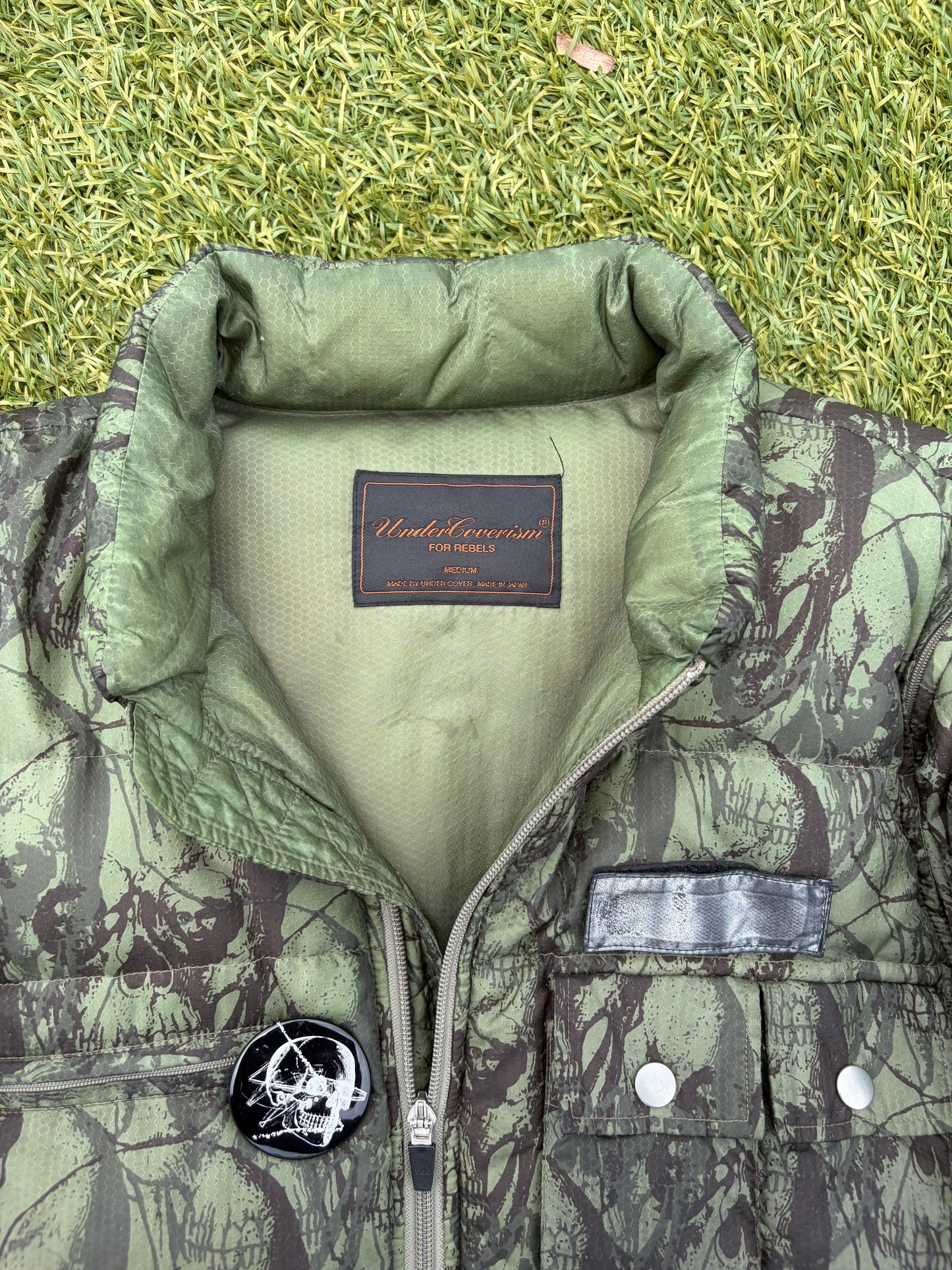 AW03 “Paperdoll” - Undercover Osama Bin Laden Skull Utility Cargo Puffer Jacket