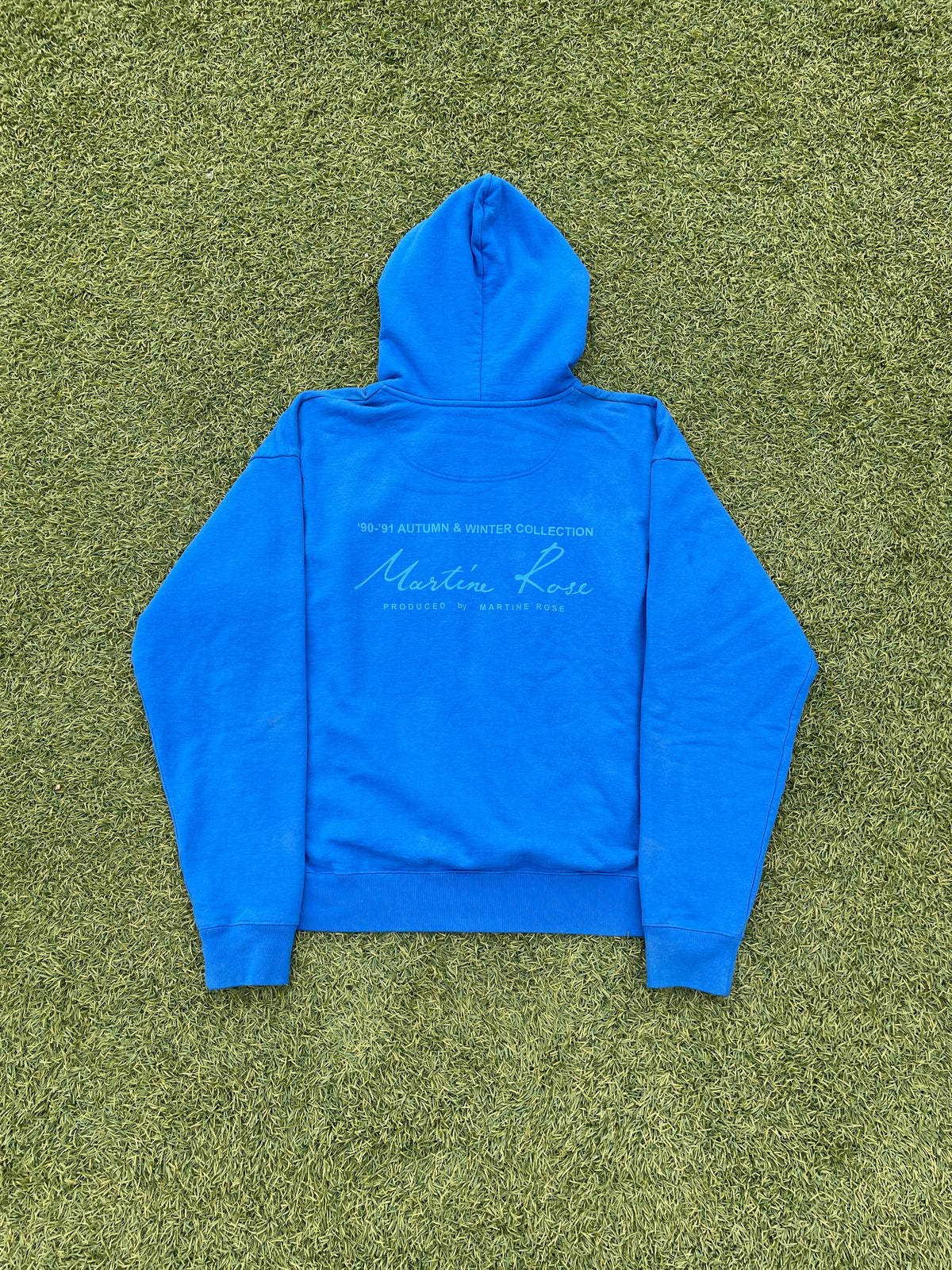 AW21 Martine Rose Quiet Riot Blue Hoodie