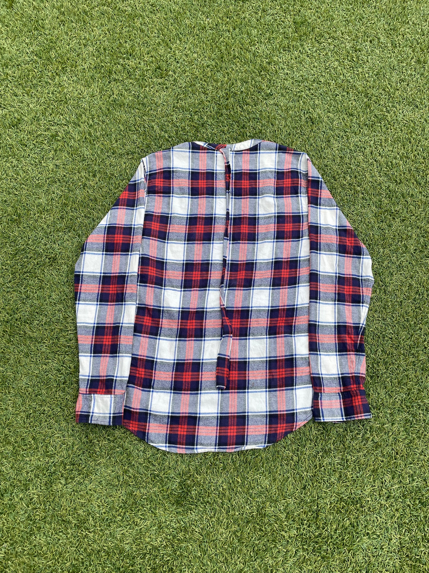 SS16 424 Red Checkered Kimono Buttonless Flannel