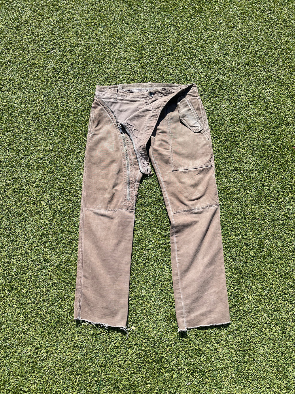 SS09 “Strutter” - Rick Owens Double Layered Grosgrain Brown Aircut Denim