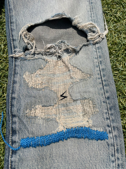 SS10 Undercover 68 Blue Yarn Distressed Denim