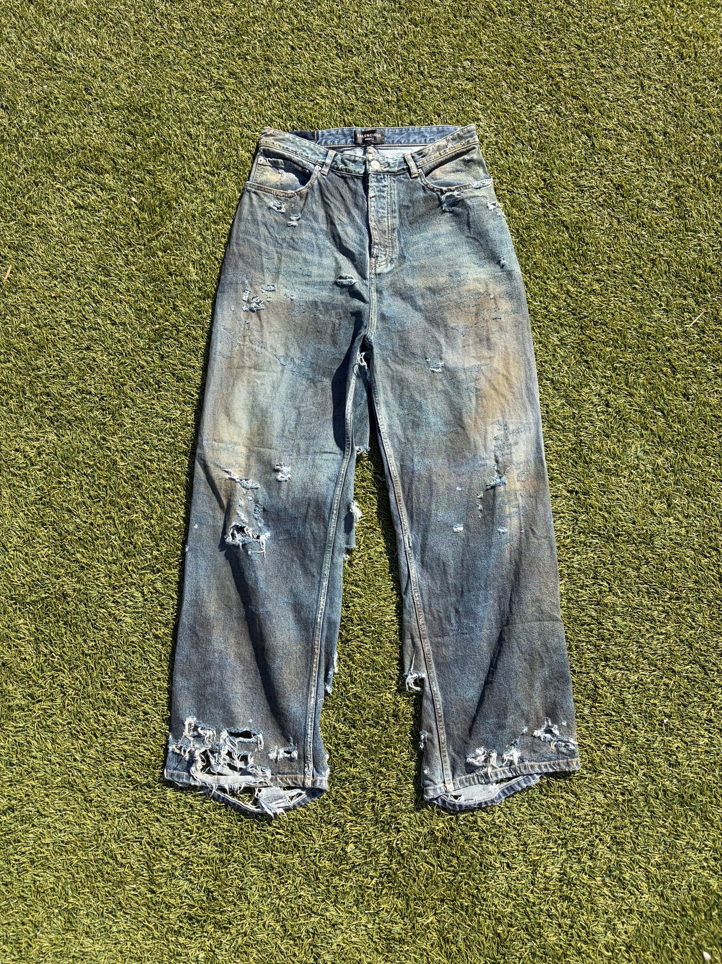SS23 Balenciaga Distressed Destroyed Mudwash Denim