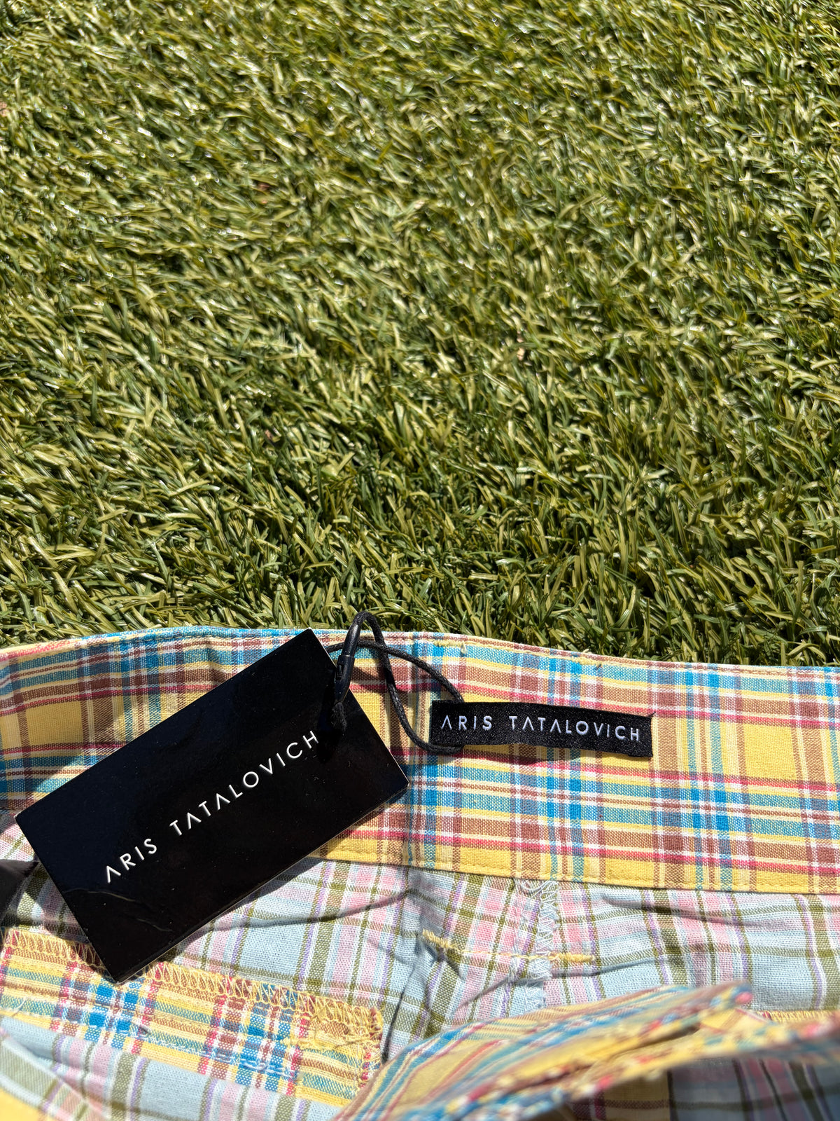 SS25 Aris Tatalovich Two Tone Plaid Cargo Shorts
