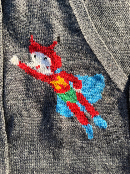 Ne-Net Hero Grey Knit Wool Cardigan