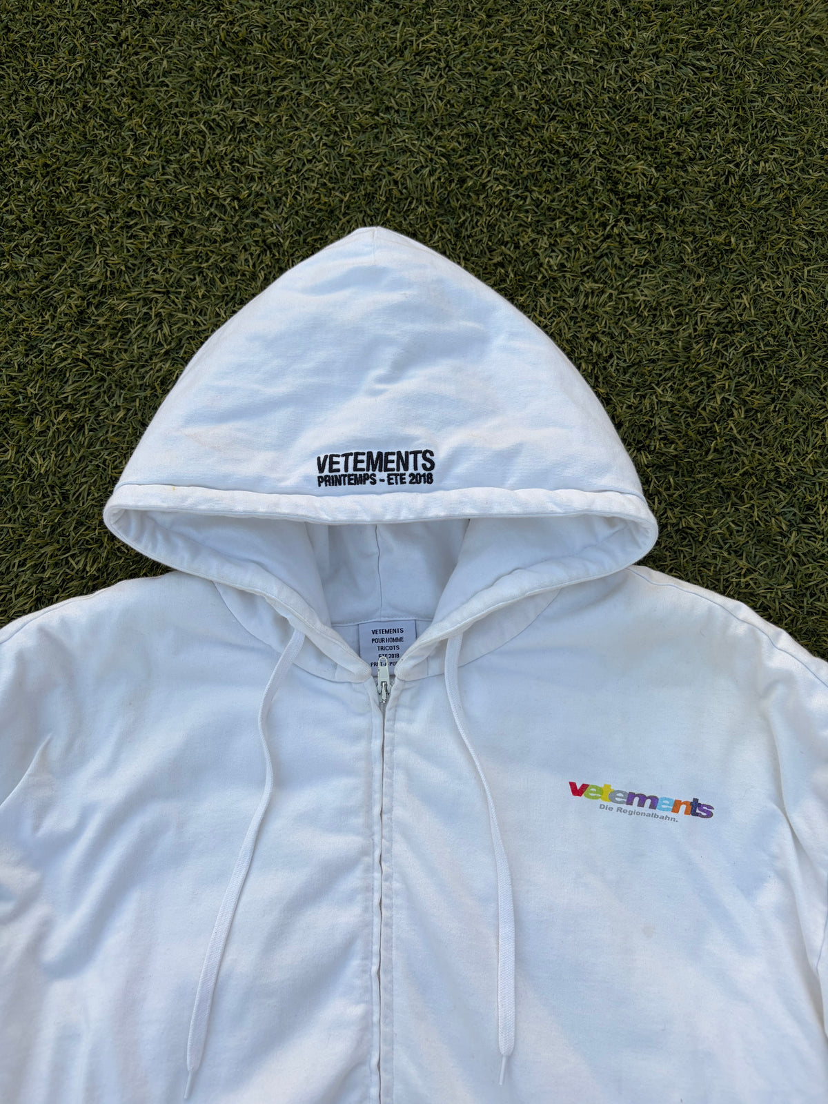SS18 Vetements Multi-Color Logo “Die Regionalbahn” Padded Bomber Jacket