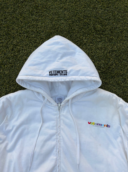 SS18 Vetements Multi-Color Logo “Die Regionalbahn” Padded Bomber Jacket