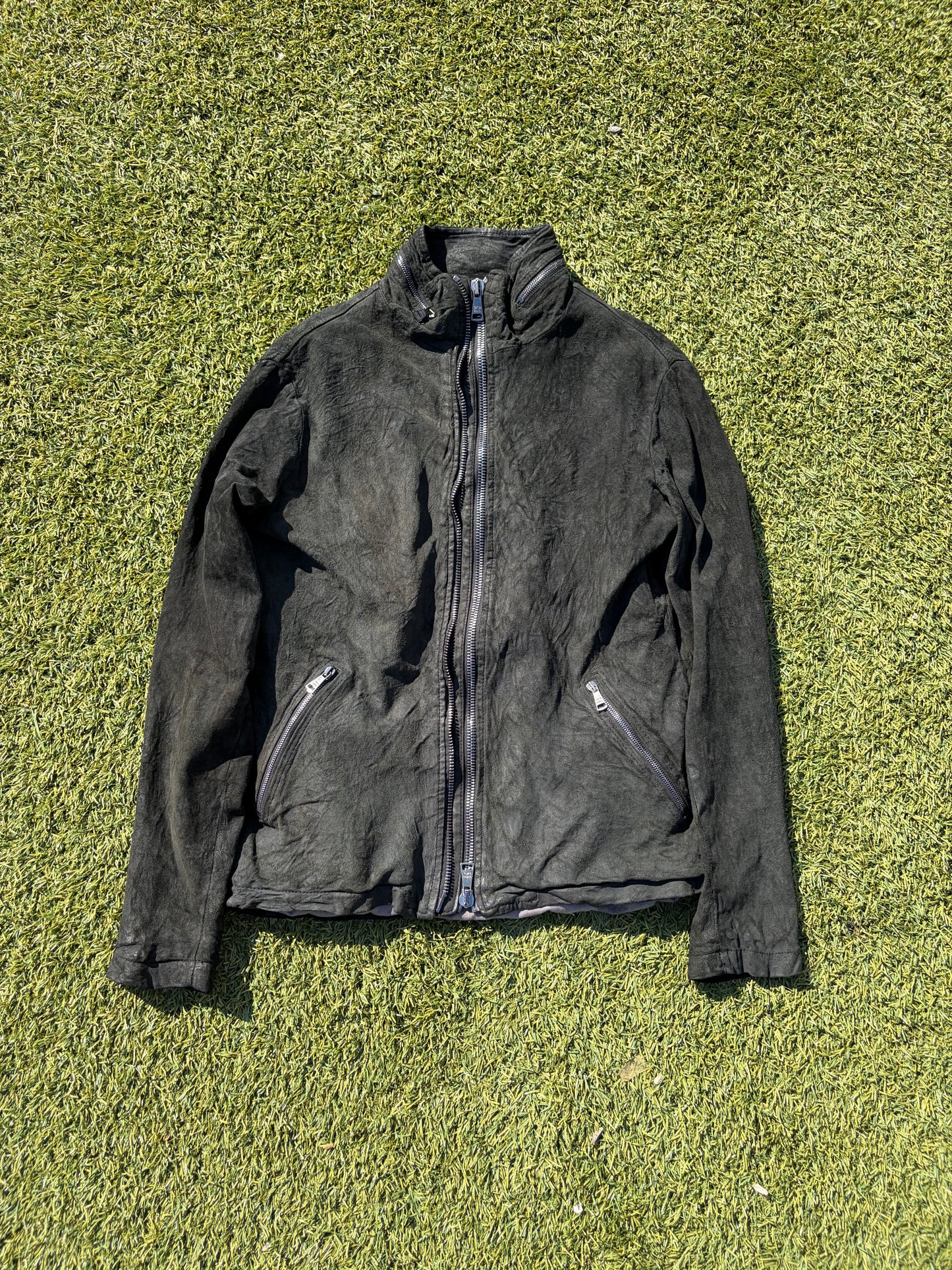 Giorgio Brato Dyed Suede Italian Moto Leather Jacket