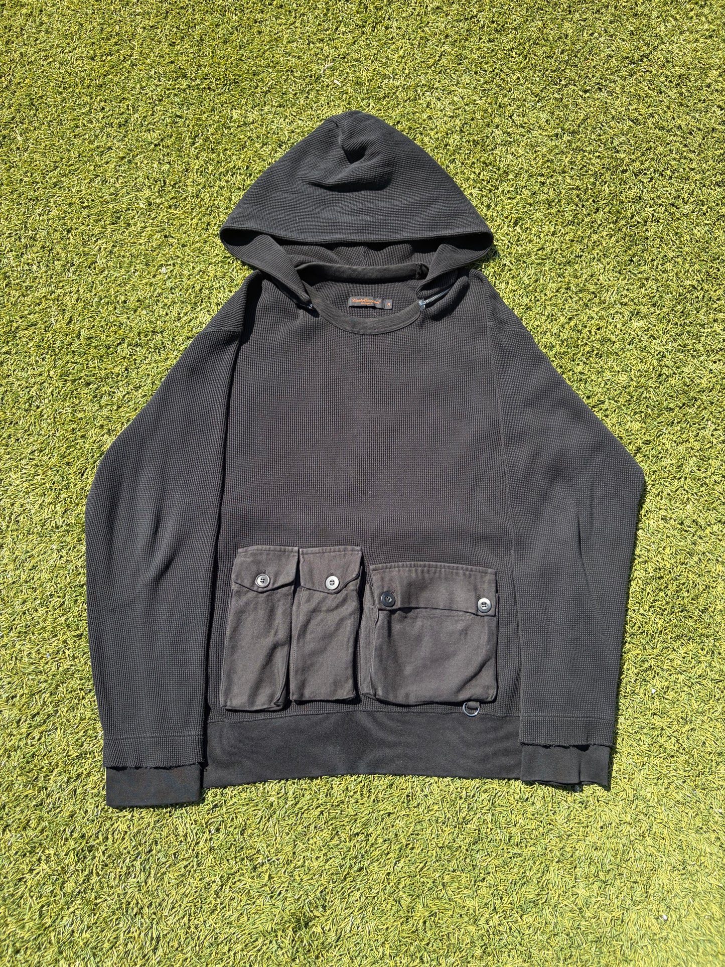 AW03 “Paperdoll” - Undercover Multi Cargo Pocket Convertible Waffle Knit Thermal Hoodie