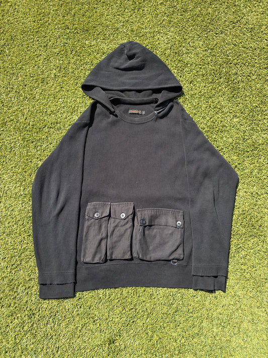 AW03 “Paperdoll” - Undercover Multi Cargo Pocket Convertible Waffle Knit Thermal Hoodie