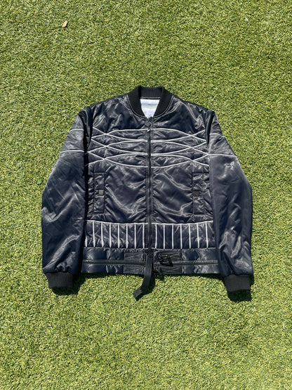 FW2006 Chanel Sport Contrast Stitching Satin Padded Bomber Jacket