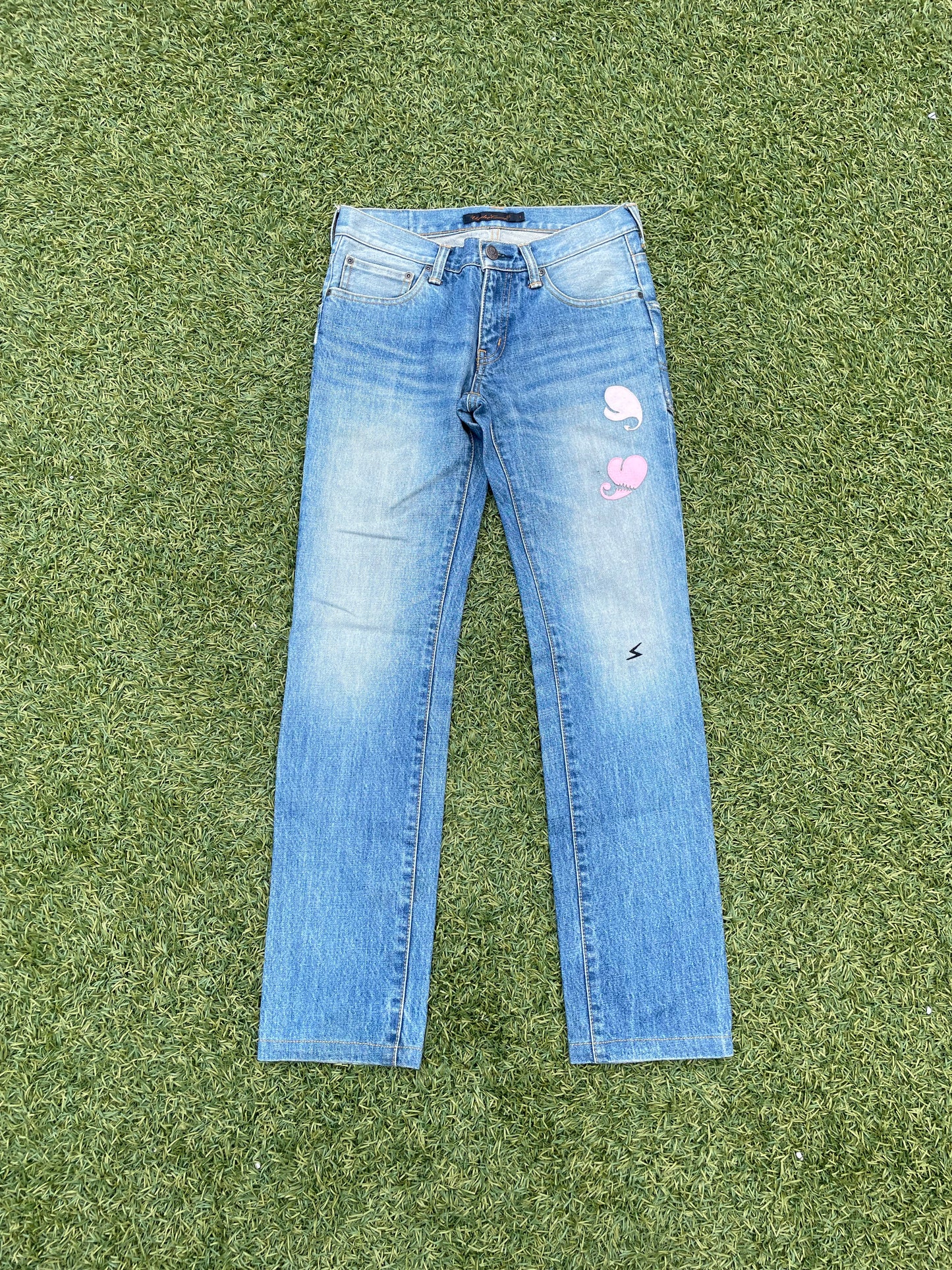 AW05 “Arts & Crafts” - Undercover Pink Hearts Patchwork Distressed Denim