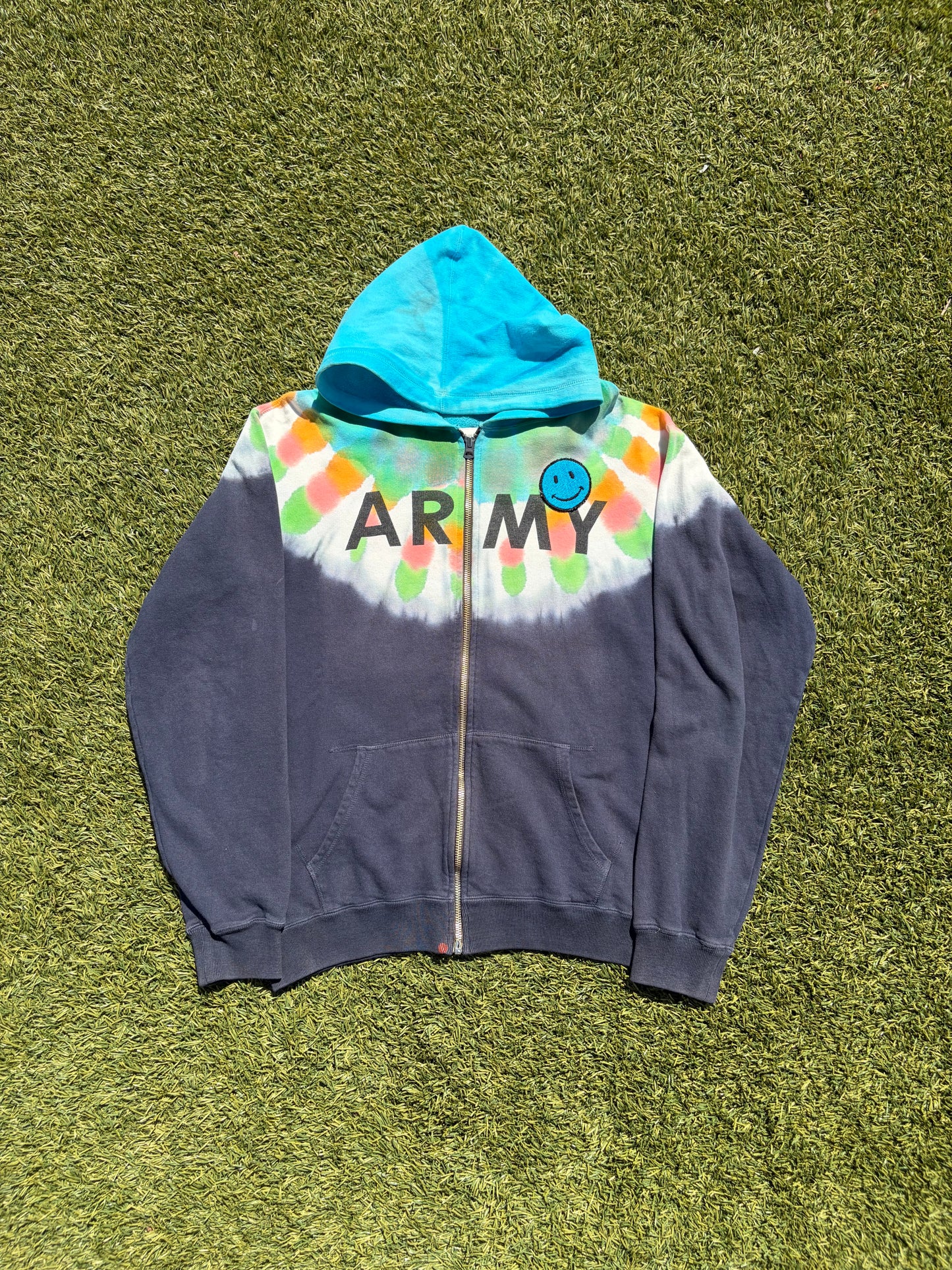 AW05 Sasquatchfabrix Tye Dye Army Zip Up Hoodie