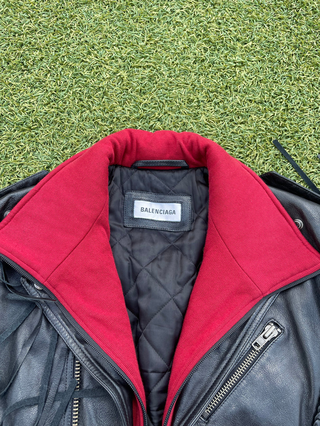AW18 Balenciaga Triple Layer Hybrid Fringe Leather Biker Jacket