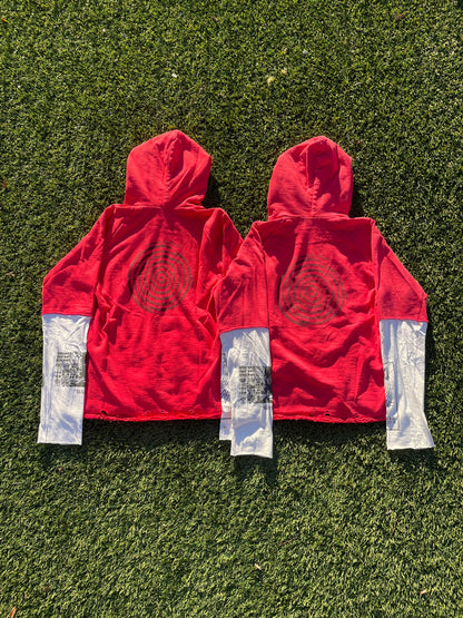 SS06 “T” - Undercover Wahnfrieden Klaus Distressed Hoodie (Red)