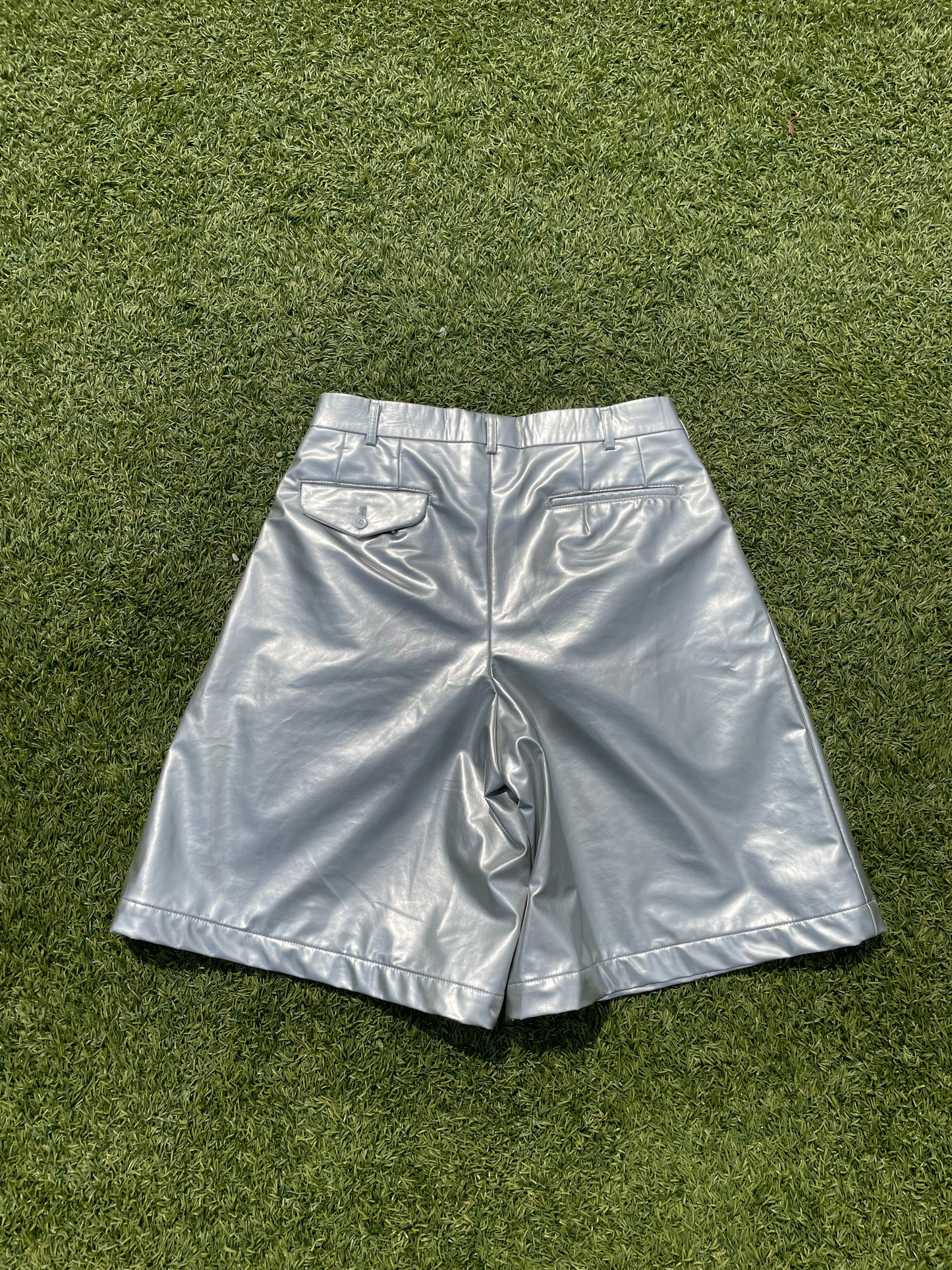 AD2018 Comme Des Garçons Homme+ Silver Foil Pleated Shorts