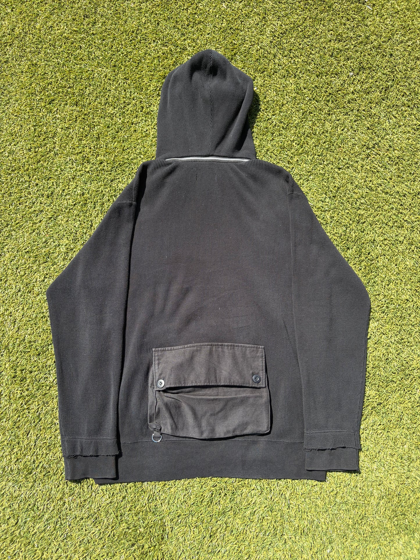 AW03 “Paperdoll” - Undercover Multi Cargo Pocket Convertible Waffle Knit Thermal Hoodie