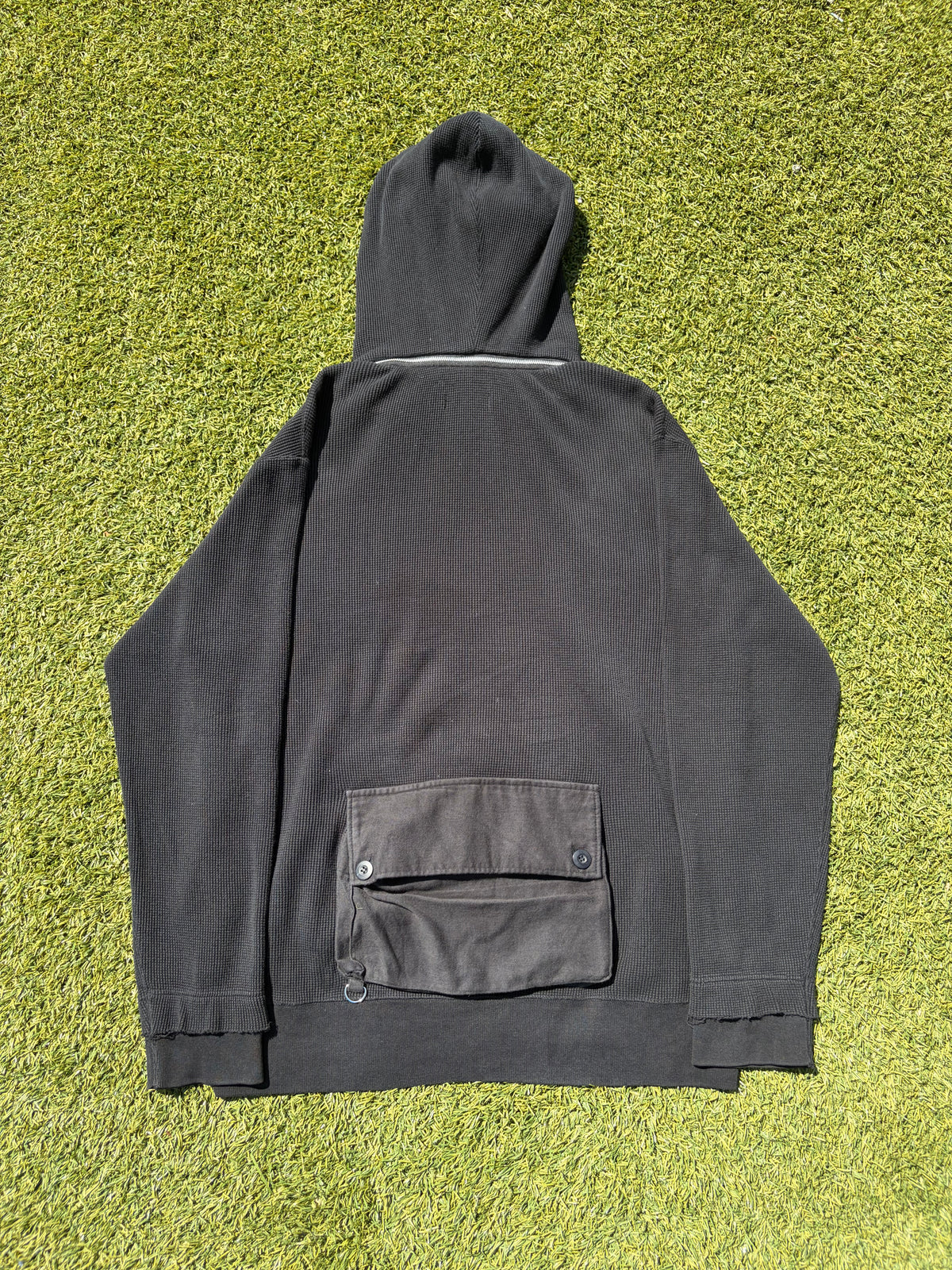 AW03 “Paperdoll” - Undercover Multi Cargo Pocket Convertible Waffle Knit Thermal Hoodie