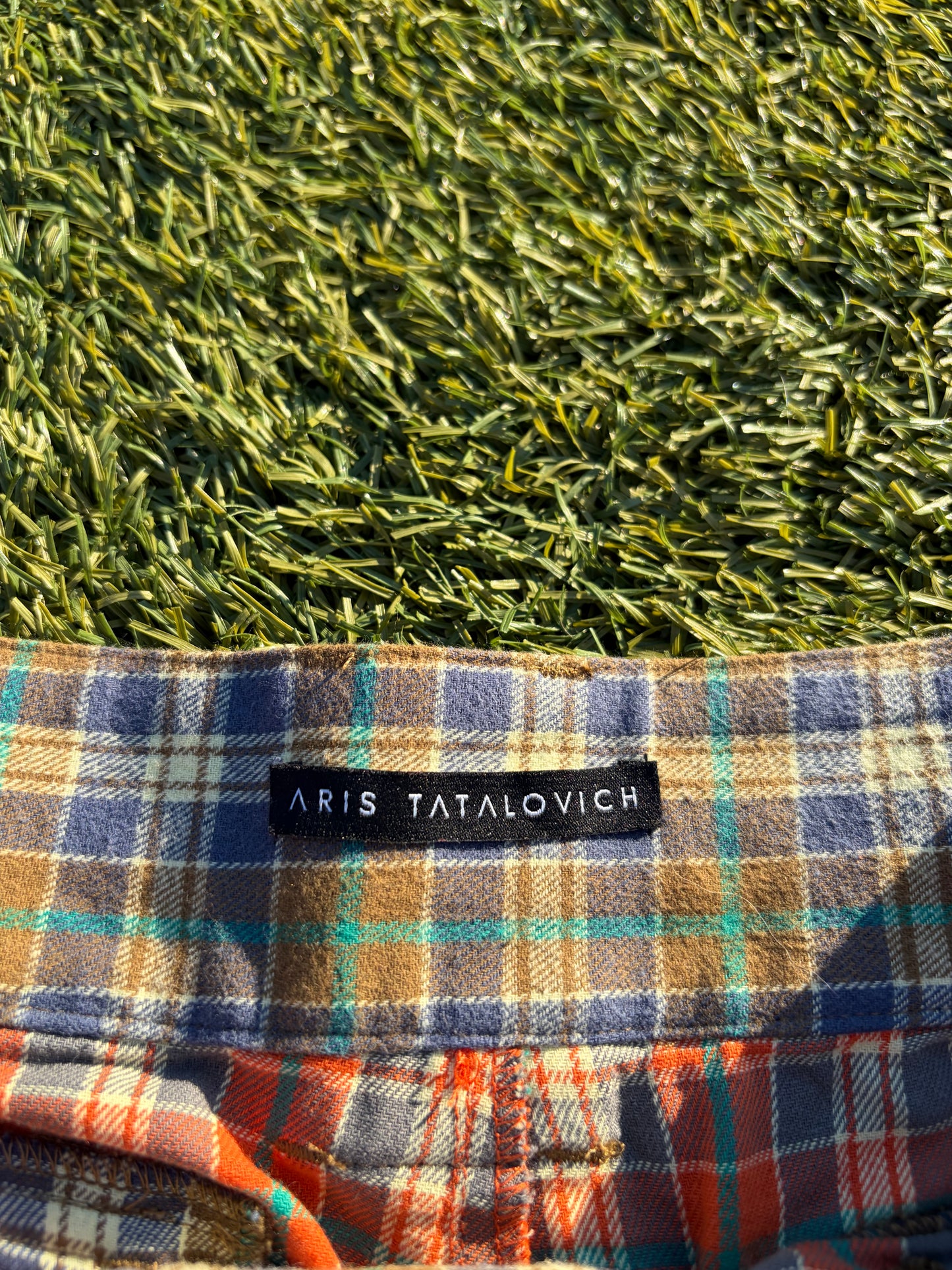 SS25 Aris Tatalovich Two Tone Plaid Wool Cargo Shorts