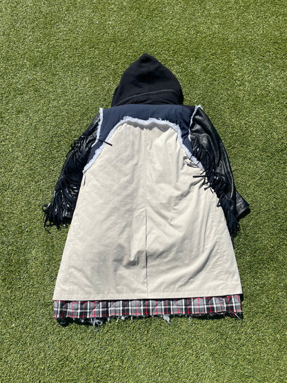 AW18 Balenciaga 7 Layer Hybrid Leather Leopard Fur Trench Coat