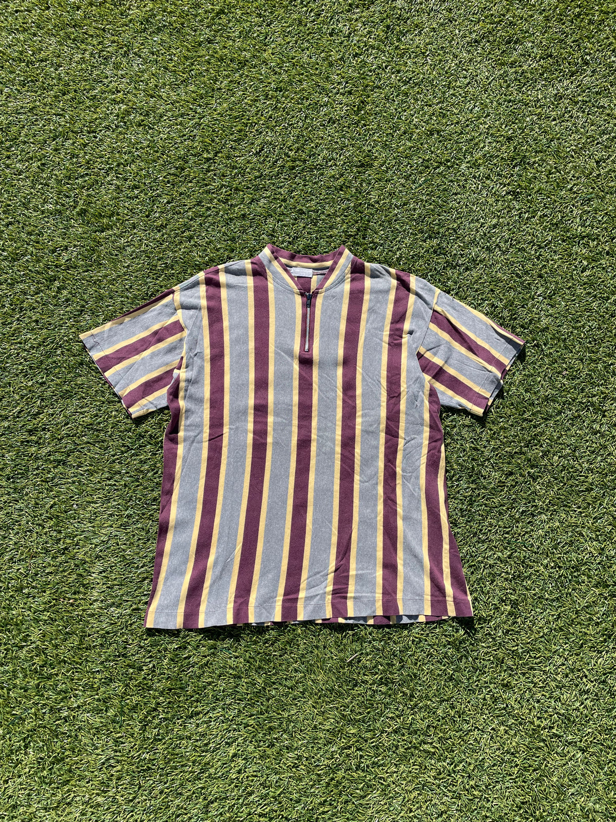 Comme Des Garçons Homme Vertical Stripe Quarter Zip Polo