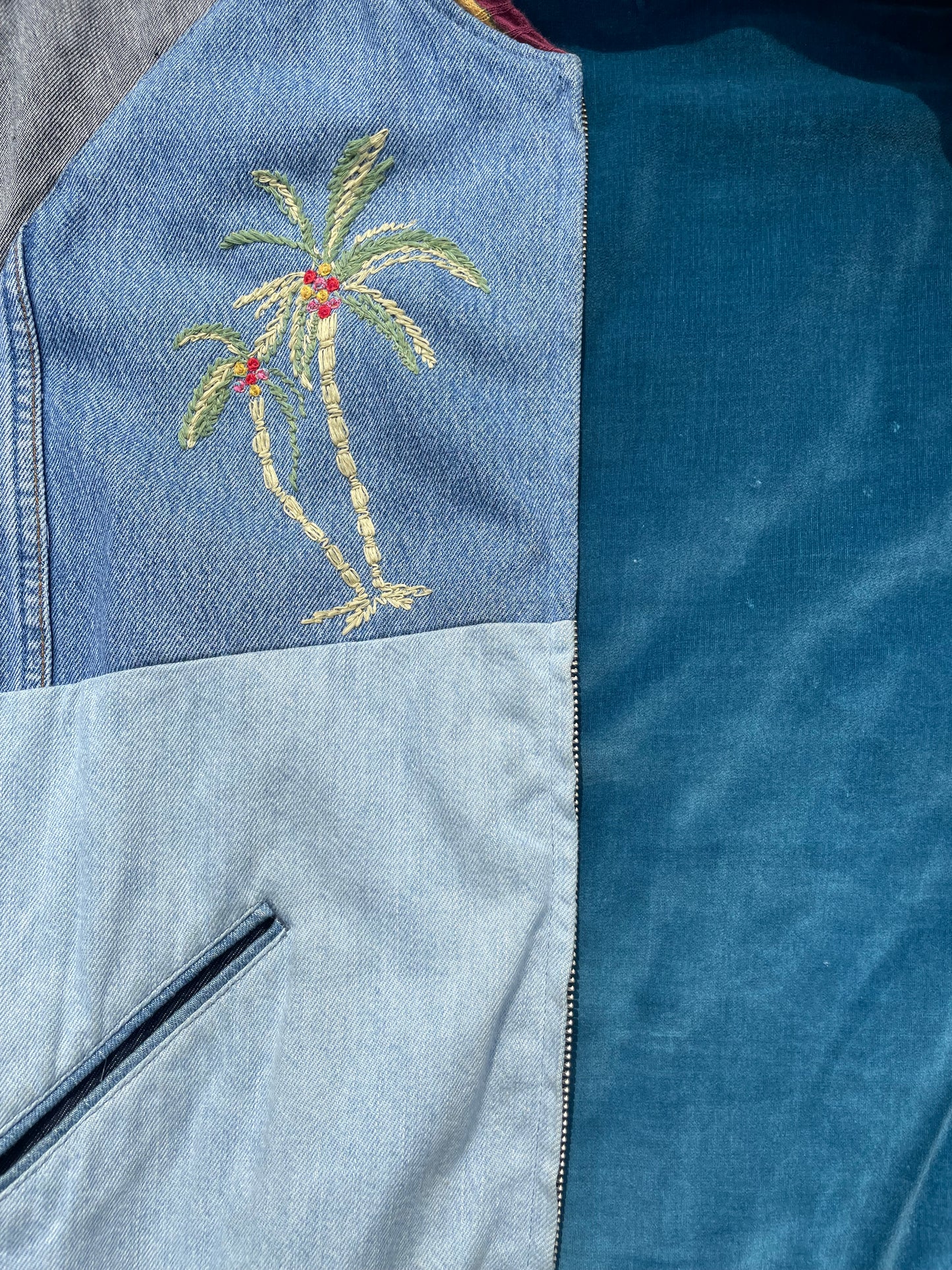 Kapital Palm Tree Reconstructed Reversible Denim Bomber Jacket 🌴