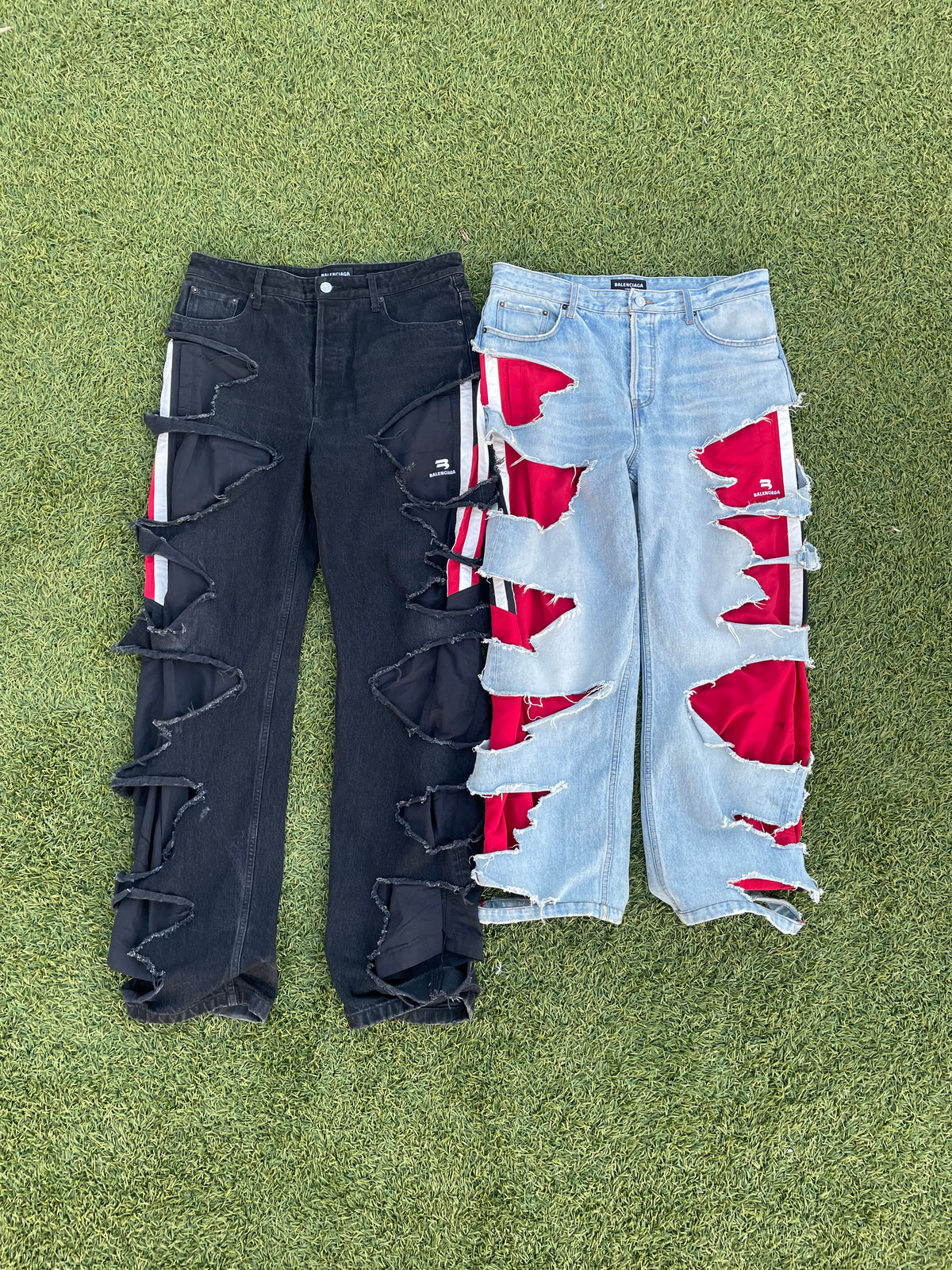 AW21 “Afterworld” - Balenciaga Slashed Sporty B Track Hybrid Denim