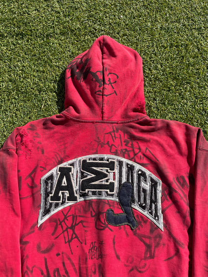 SS23 “Mudshow” - Balenciaga Red Skater Graffiti Zip Up Hoodie