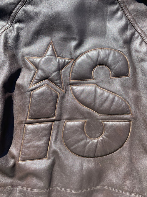 1980s Issey Miyake Sport Label Padded Brown Leather Parka Jacket