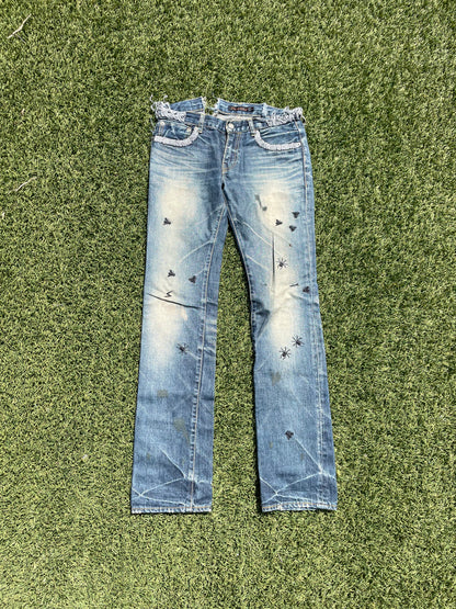 AW06 “GURUGURU” - Undercover Insects Embroidered Blue Denim