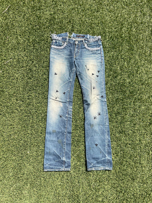 AW06 “GURUGURU” - Undercover Insects Embroidered Blue Denim