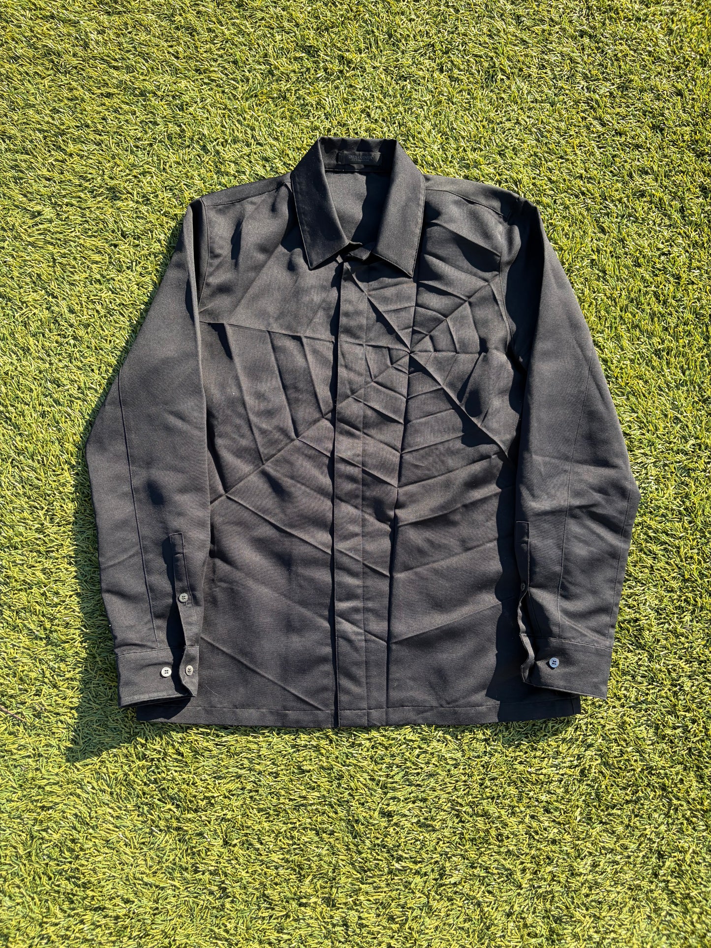 SS20 Undercover Pleated Spider Web Silk Button Up