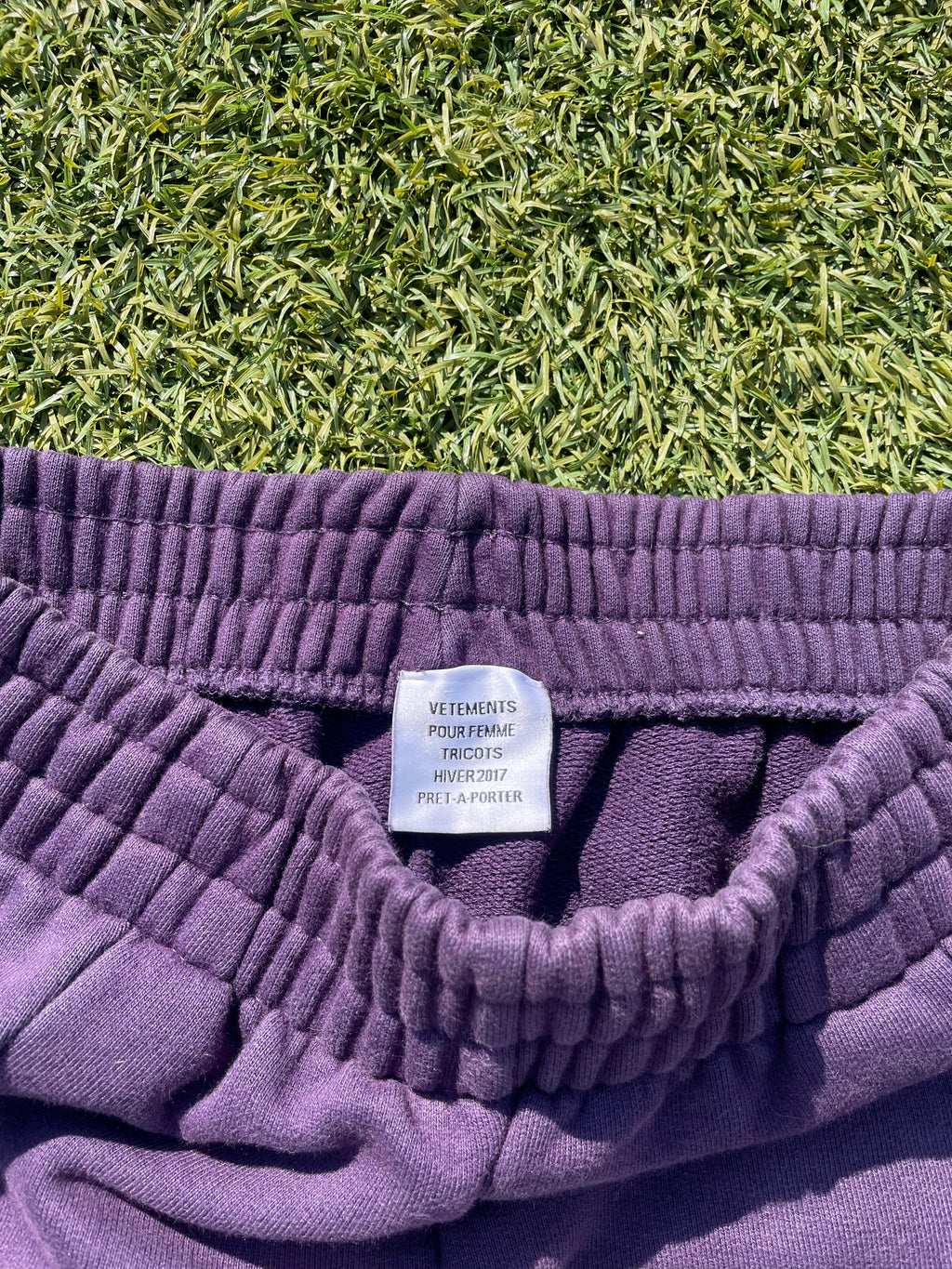 AW17 Vetements “Sexual Fantasies” Reconstructed Purple Sweatpants