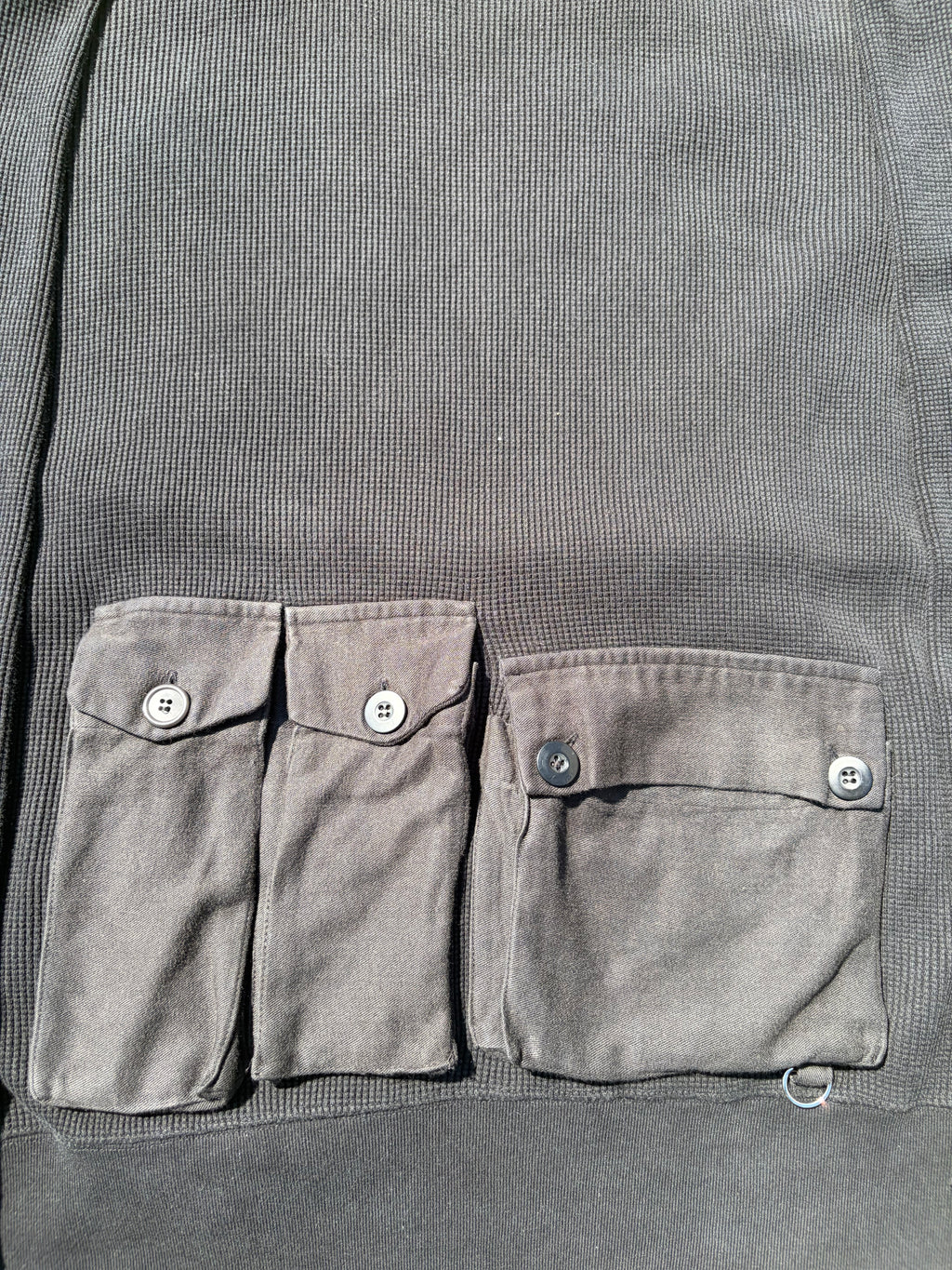 AW03 “Paperdoll” - Undercover Multi Cargo Pocket Convertible Waffle Knit Thermal Hoodie