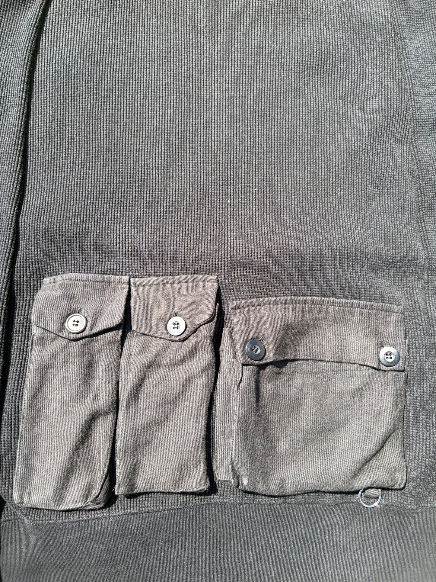 AW03 “Paperdoll” - Undercover Multi Cargo Pocket Convertible Waffle Knit Thermal Hoodie