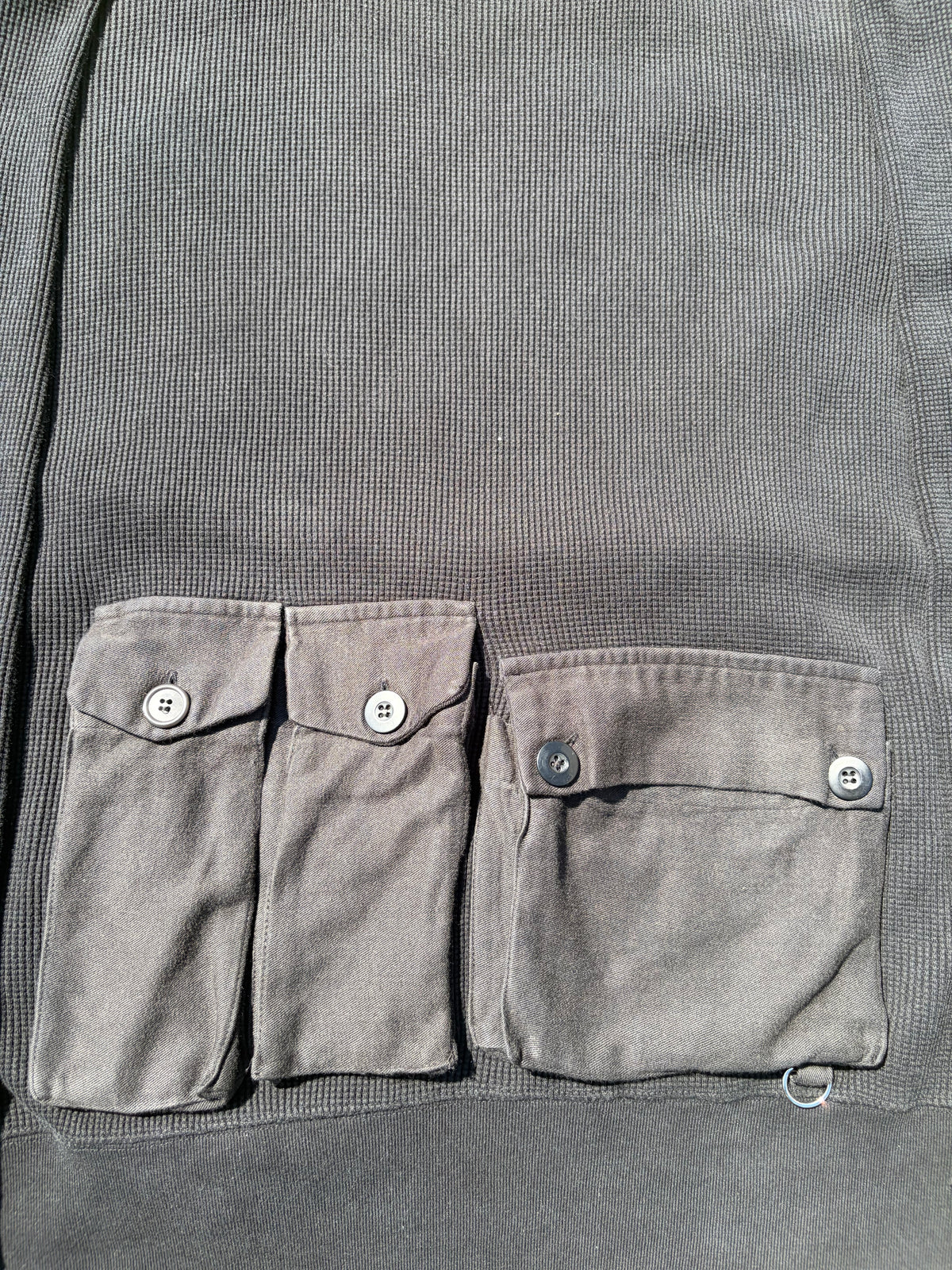 AW03 “Paperdoll” - Undercover Multi Cargo Pocket Convertible Waffle Knit Thermal Hoodie