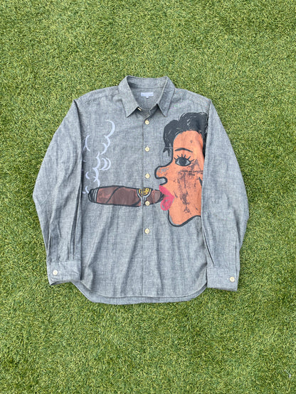 AD2002 Comme Des Garçons Cuba Painted Grey Button Up